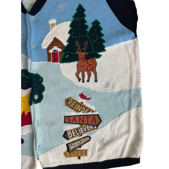 Quacker Factory Santa North Pole Santa's Workshop Size 3X Christmas Sweater - Picture 6 of 10